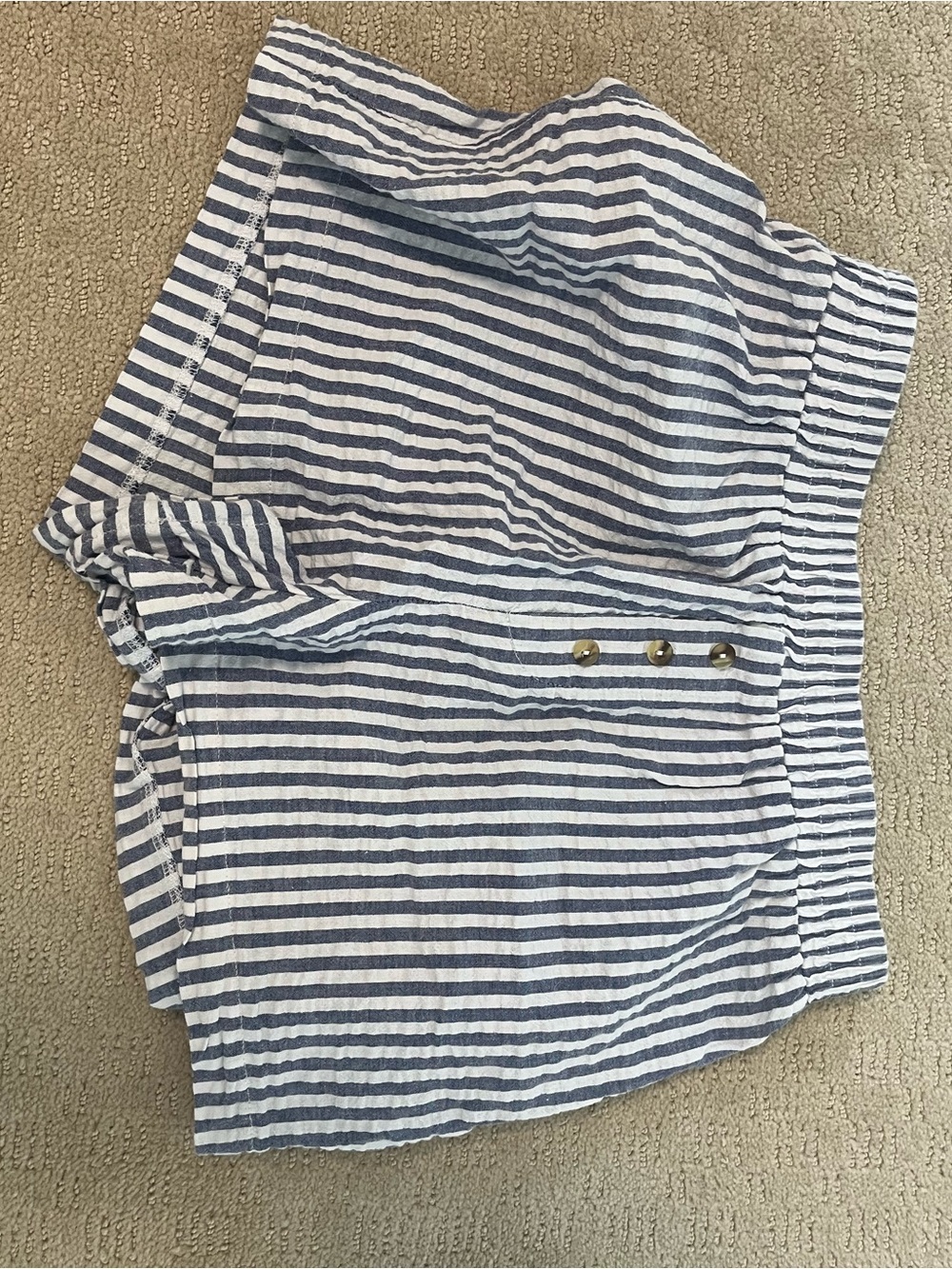 Urban Outfitters Striped Navy and White Button-Front Shorts
